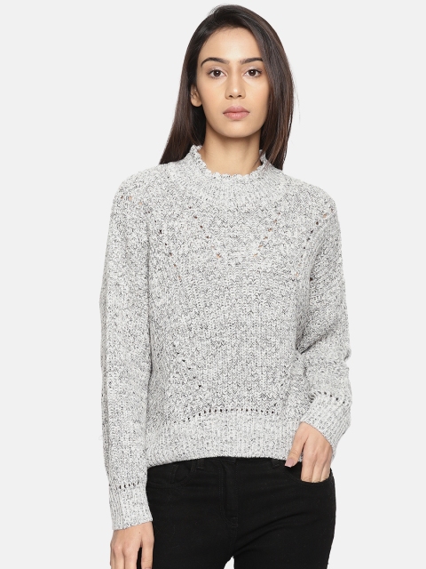 

Elle Women Grey Self Design Sweater