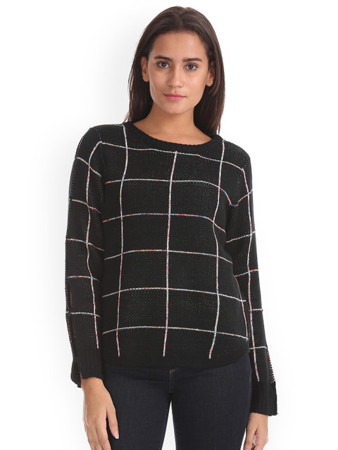 

ELLE Women Black Checked Sweater