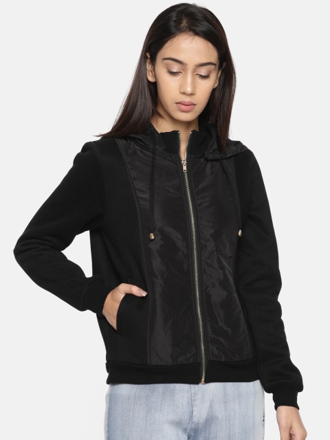 

Elle Women Black Solid Detachable Hood Sweatshirt