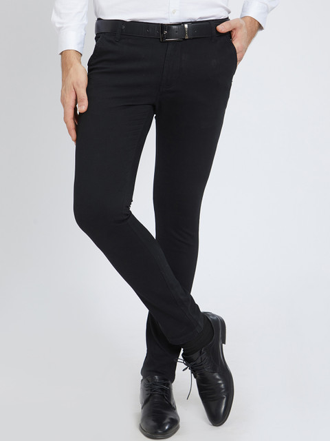 

Solemio Men Black Slim Fit Solid Chinos