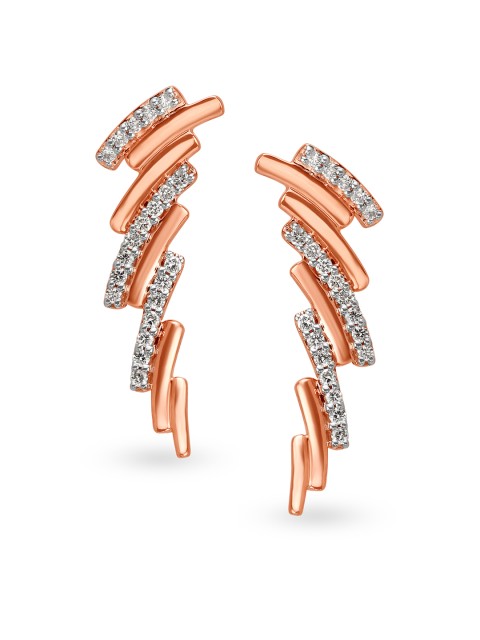 

Mia by Tanishq 14KT Rose Gold Drop Earrings with Diamonds