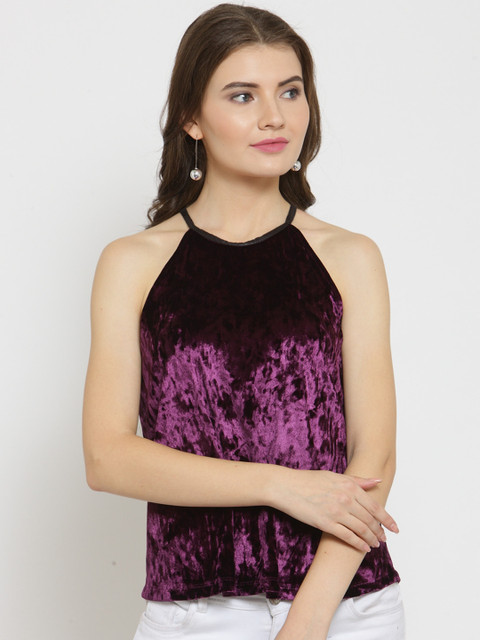 

Latin Quarters Women Purple Solid A-Line Top