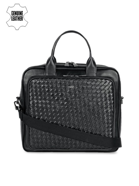

Eske Men Black Solid Leather Laptop Bag