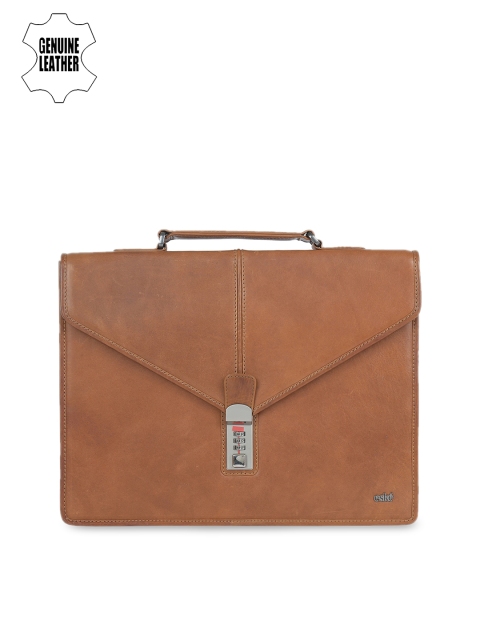 

Eske Men Tan Solid Leather Laptop Bag