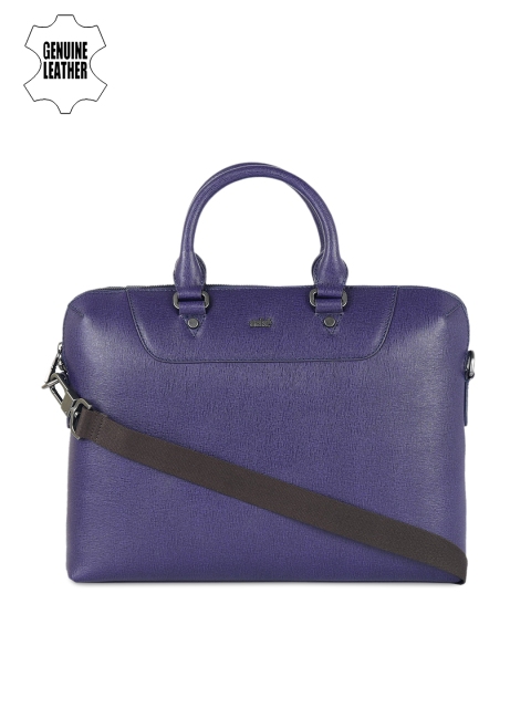 

Eske Men Navy Blue Solid Leather Laptop Bag, Purple