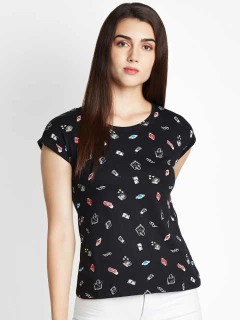 

Honey by Pantaloons Women Black Printed Top