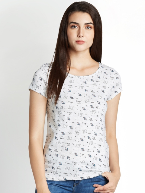 

Honey by Pantaloons Women White Printed Pure Cotton Top