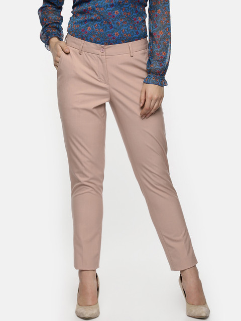 

Annabelle by Pantaloons Women Pink Slim Fit Solid Formal Trousers