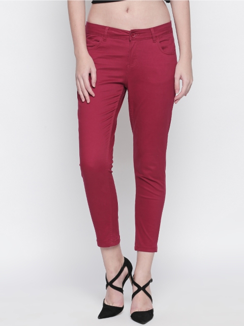 

Honey by Pantaloons Women Pink Slim Fit Solid Regular Trousers