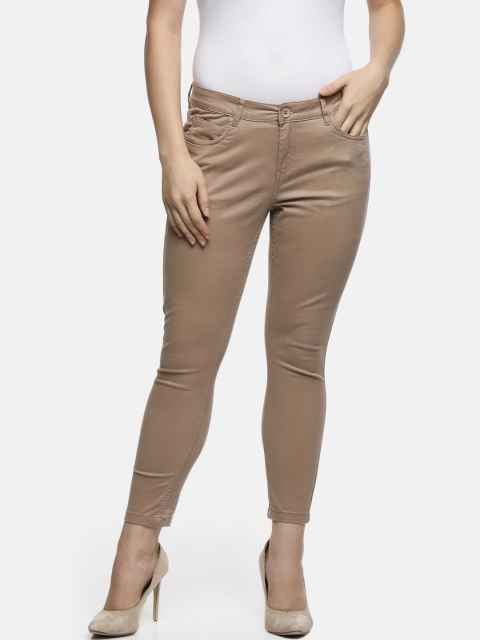 

Honey by Pantaloons Women Brown Slim Fit Solid Regular Trousers
