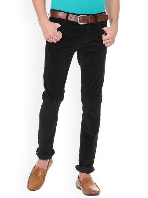 

V Dot Men Black Slim Fit Solid Regular Trousers