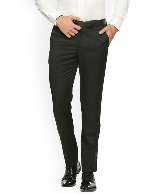 

V Dot Men Black Skinny Fit Self Design Formal Trousers