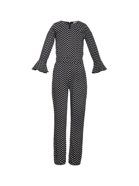 

Oxolloxo Girls Black & White Printed Basic Jumpsuit