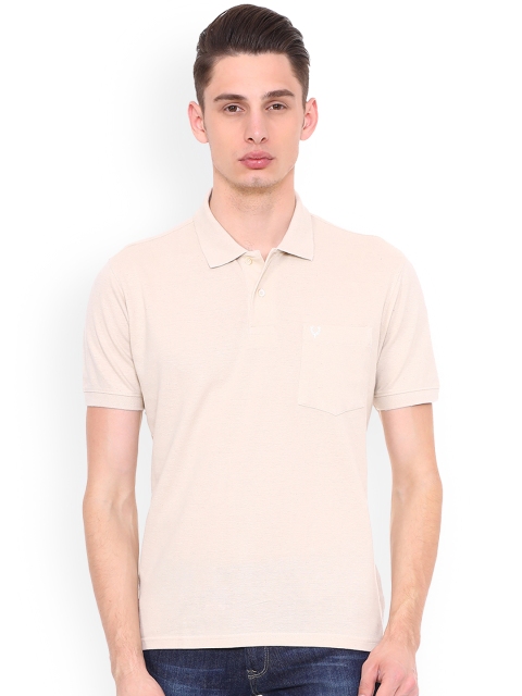 

Allen Solly Men Beige Self Design Polo Collar T-shirt
