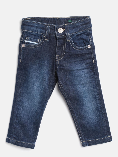 

United Colors of Benetton Boys Navy Blue Slim Fit Mid-Rise Clean Look Stretchable Jeans