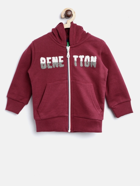 

United Colors of Benetton Boys Maroon Hooded Sweatshirt
