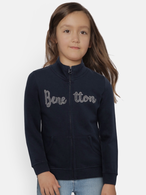 

United Colors of Benetton Girls Navy Blue Sequinned Sweatshirt