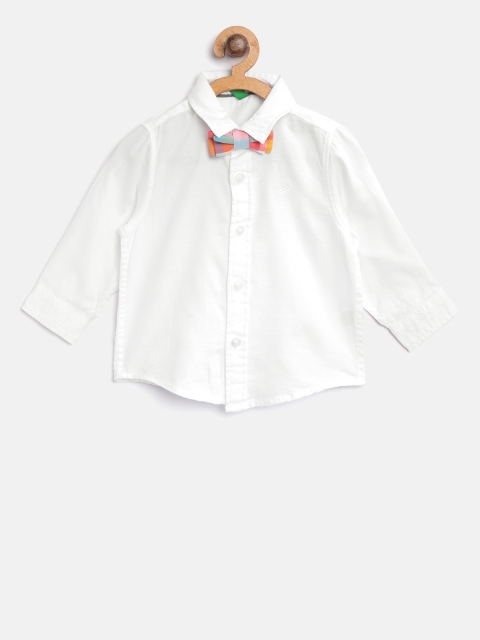 

United Colors of Benetton Boys White Regular Fit Self-Design Casual Shirt
