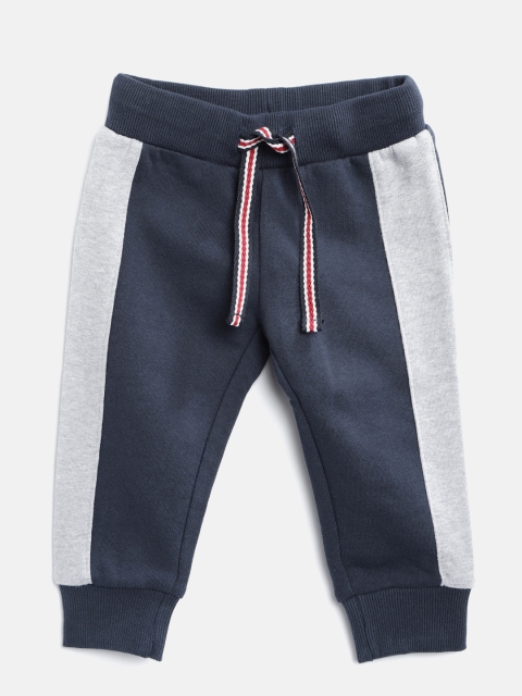 

United Colors of Benetton Boys Navy & Grey Melange Colourblocked Joggers, Navy blue