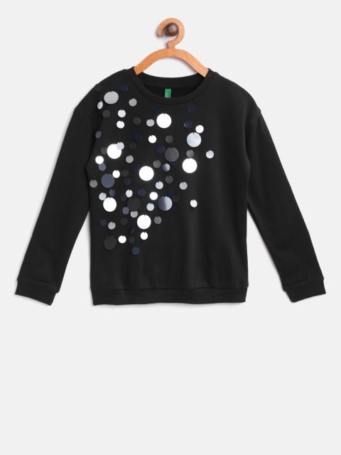 

United Colors of Benetton Girls Black Sequinned Sweatshirt