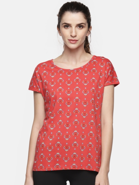 

Ajile by Pantaloons Women Coral Printed Pure Cotton Top