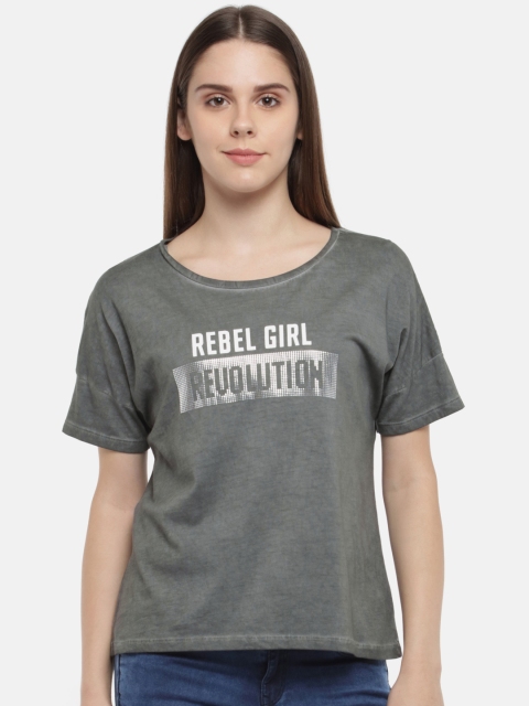 

SF JEANS by Pantaloons Women Grey Printed Round Neck T-shirt