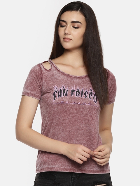 

SF JEANS by Pantaloons Women Mauve Solid Round Neck T-shirt