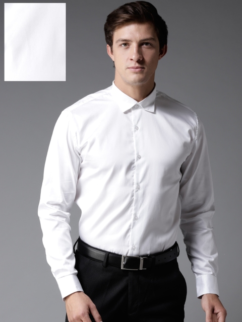 

DENNISON Men White Slim Fit Solid Partywear Shirt