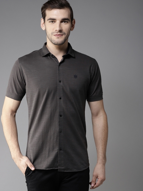 

DENNISON Men Charcoal Grey Regular Fit Solid Casual Shirt