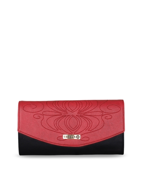 

ESBEDA Women Red & Black Colourblocked Two Fold Wallet