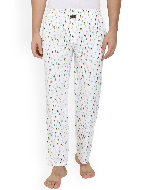 

Nick&Jess Men White Printed Pyjamas MNSPJE2XL