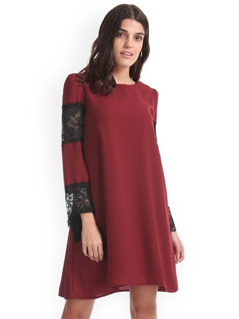 

ELLE Women Red Solid A-Line Dress