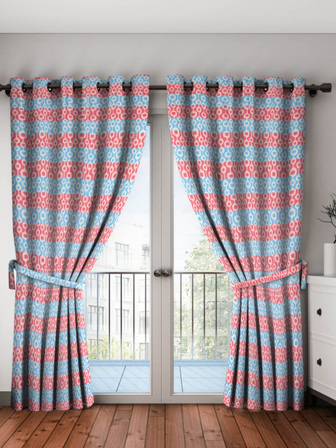 

NEUDIS Red & Blue Set of 2 Door Curtains