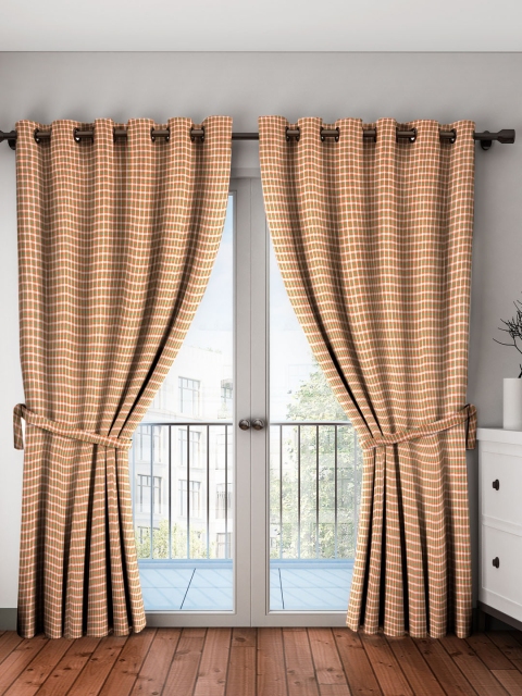 

NEUDIS Rust Orange & Green Set of 2 Door Curtains