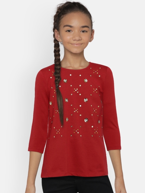 

United Colors of Benetton Girls Red Printed Top