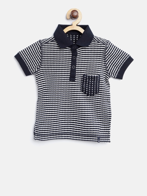 

United Colors of Benetton Boys Navy Blue & White Reversible Polo Collar T-shirt