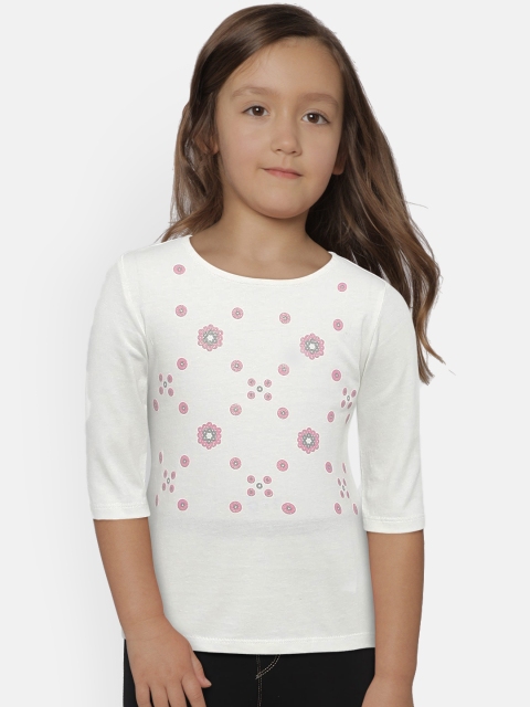 

United Colors of Benetton Girls White Printed Top
