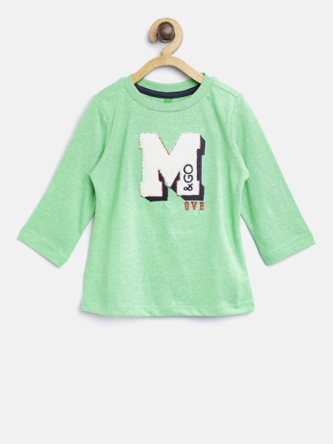 

United Colors of Benetton Boys Green Applique Round Neck T-shirt