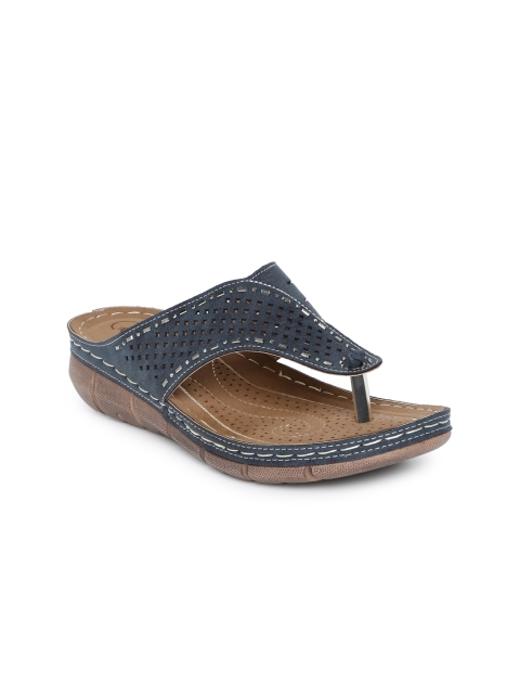 

Catwalk Women Blue Laser Cuts T-Strap Flats