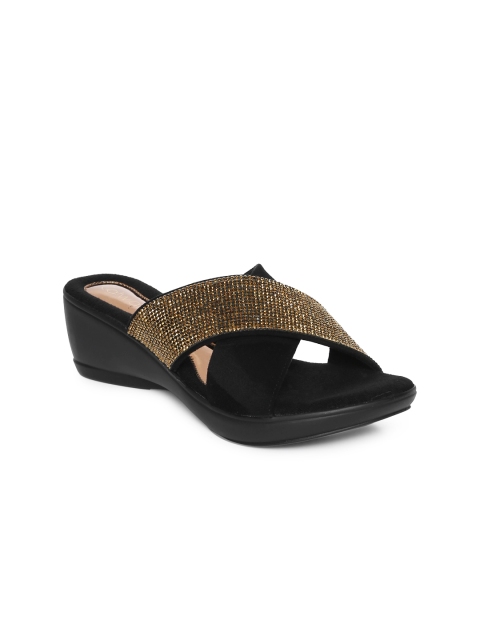 

Catwalk Women Gold-Toned & Black Open Toe Heels