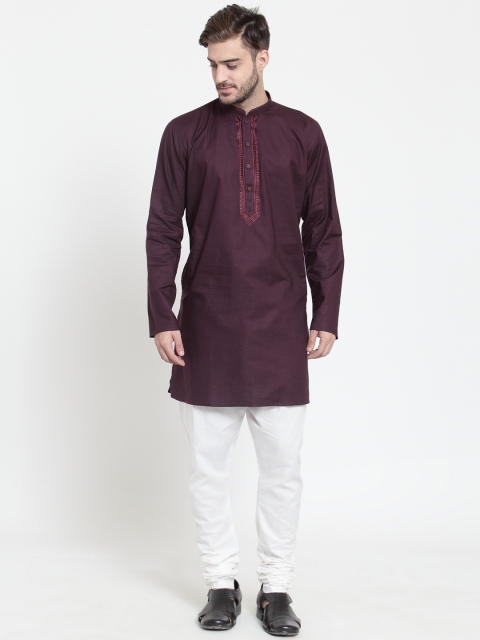 

SOHO By MAFATLAL Men Maroon Solid Straight Kurta