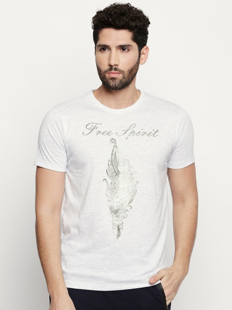 

FiTZ Men Off-White Printed Round Neck T-shirt