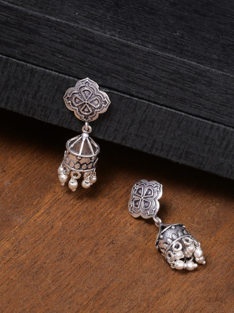 

Voylla Silver-Toned Dome Shaped Jhumkas