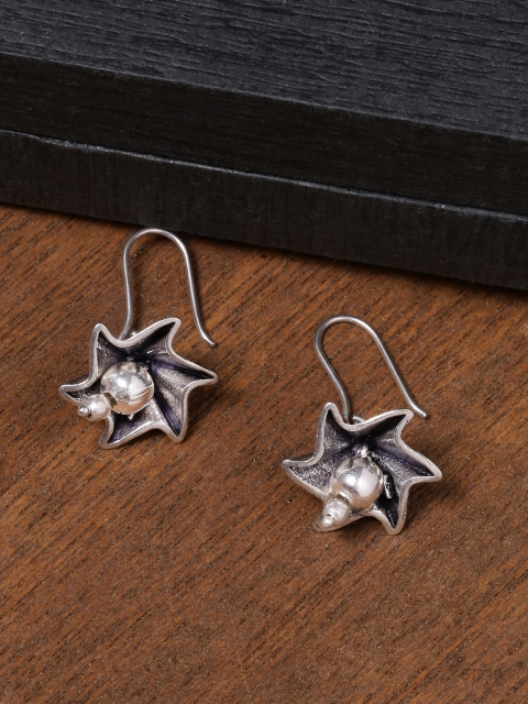 

Voylla Silver-Toned Floral Drop Earrings