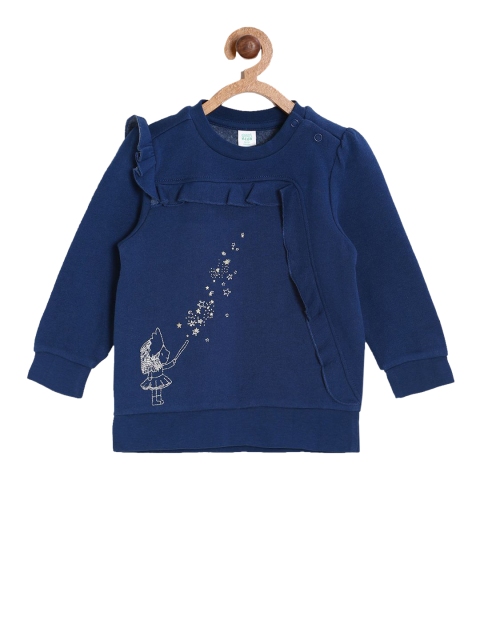 

MINI KLUB Girls Navy Blue Solid Sweatshirt