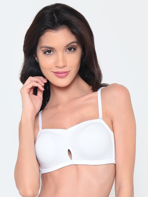 

laavian White Self Design Non-Wired Non Padded Bandeau Bra