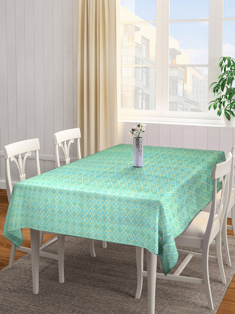 

NEUDIS Green, Blue & Yellow Geometric Hand Woven Cotton Rectangular Table Cover