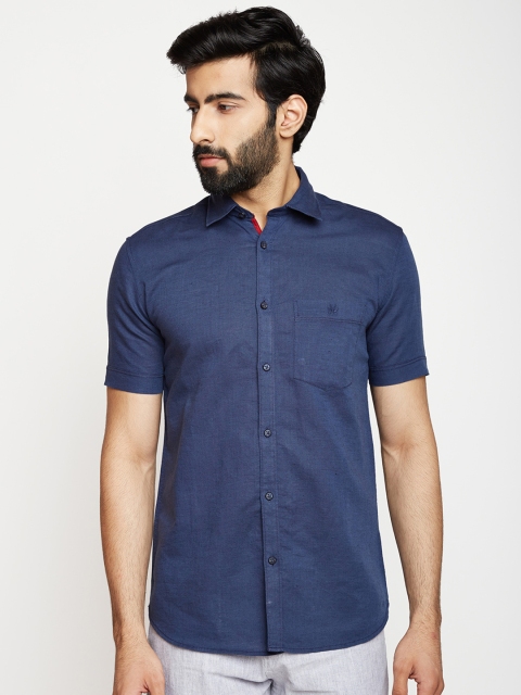 

Crimsoune Club Men Navy Blue Slim Fit Solid Casual Shirt