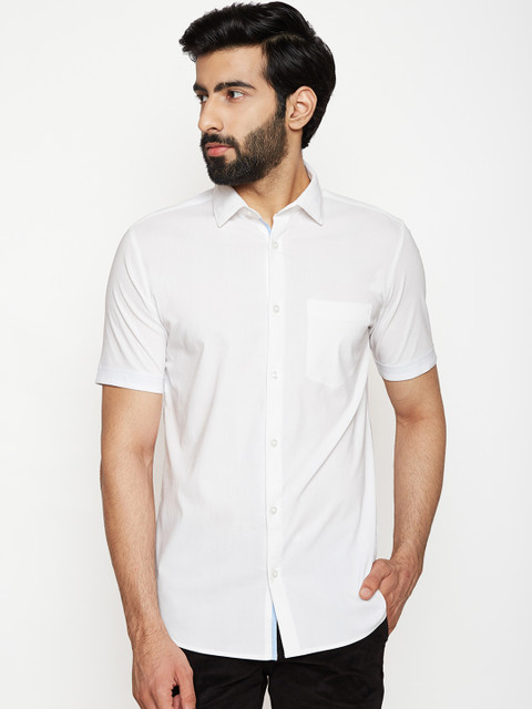 

Crimsoune Club Men White Slim Fit Solid Casual Shirt