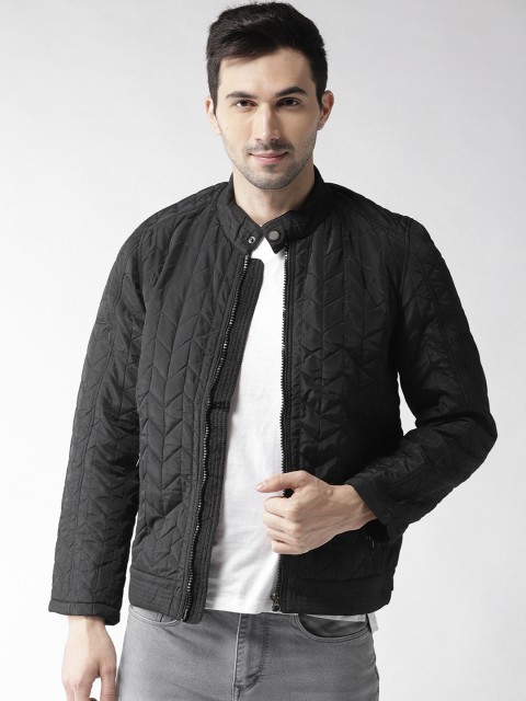 

Fort Collins Men Black Solid Quilted Jacket
